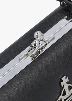 Extra Large Doll Frame Saffiano Black Purse Bag