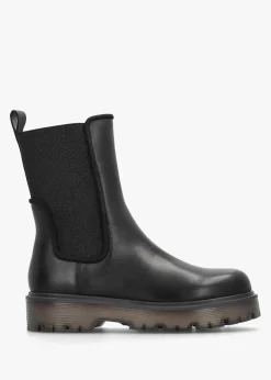 Ezzie Black Leather Tall Chelsea Boots