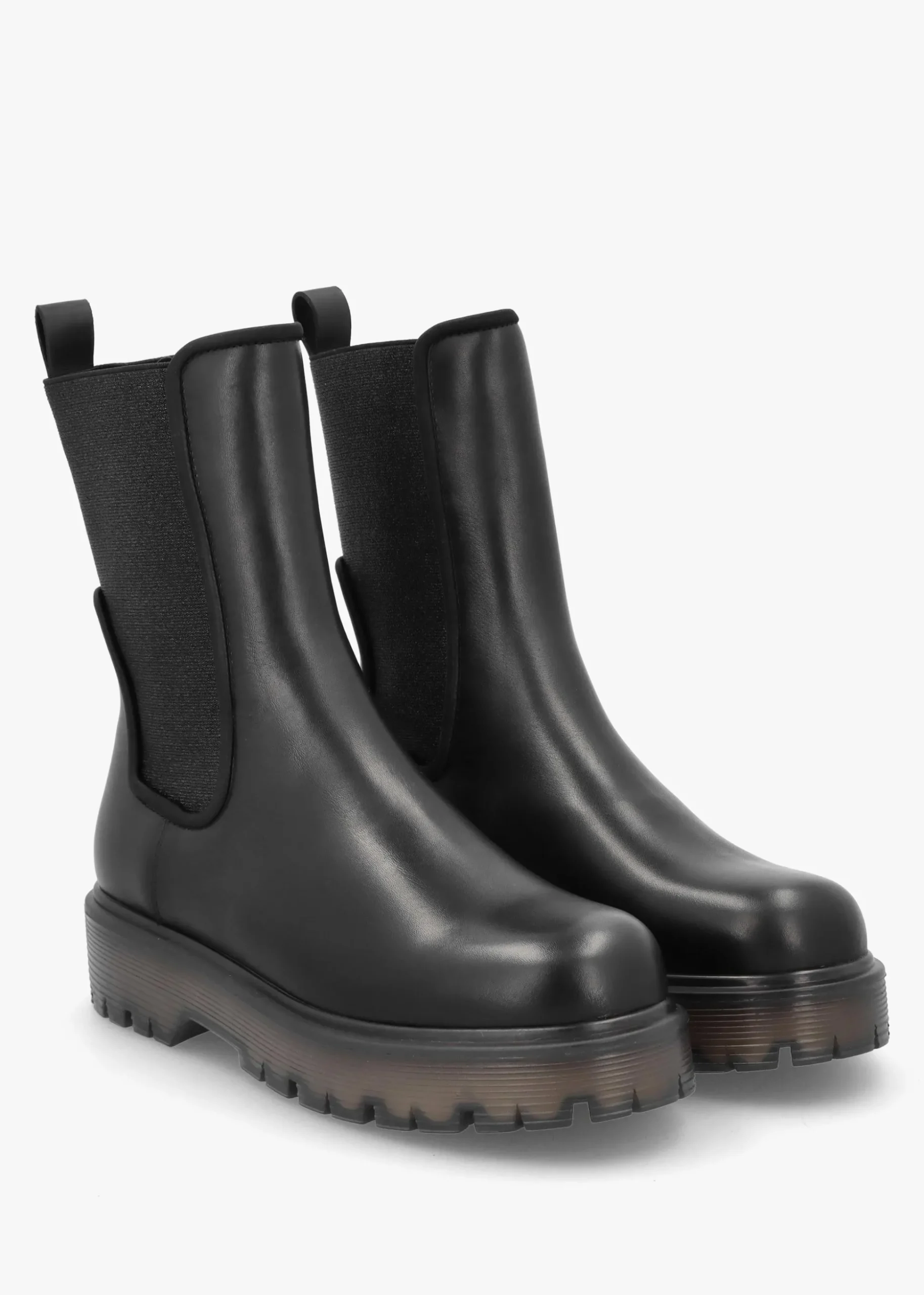 Ezzie Black Leather Tall Chelsea Boots