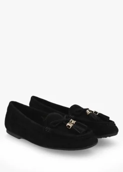 Famina Black Suede Tassel Loafers