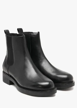 Fancy Black Leather Chelsea Boots