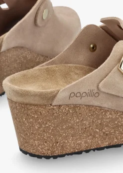 Fanny Ring Buckle Warm Sand Nubuck Wedge Mules
