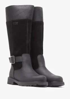 Fareham Black Leather Knee High Boots