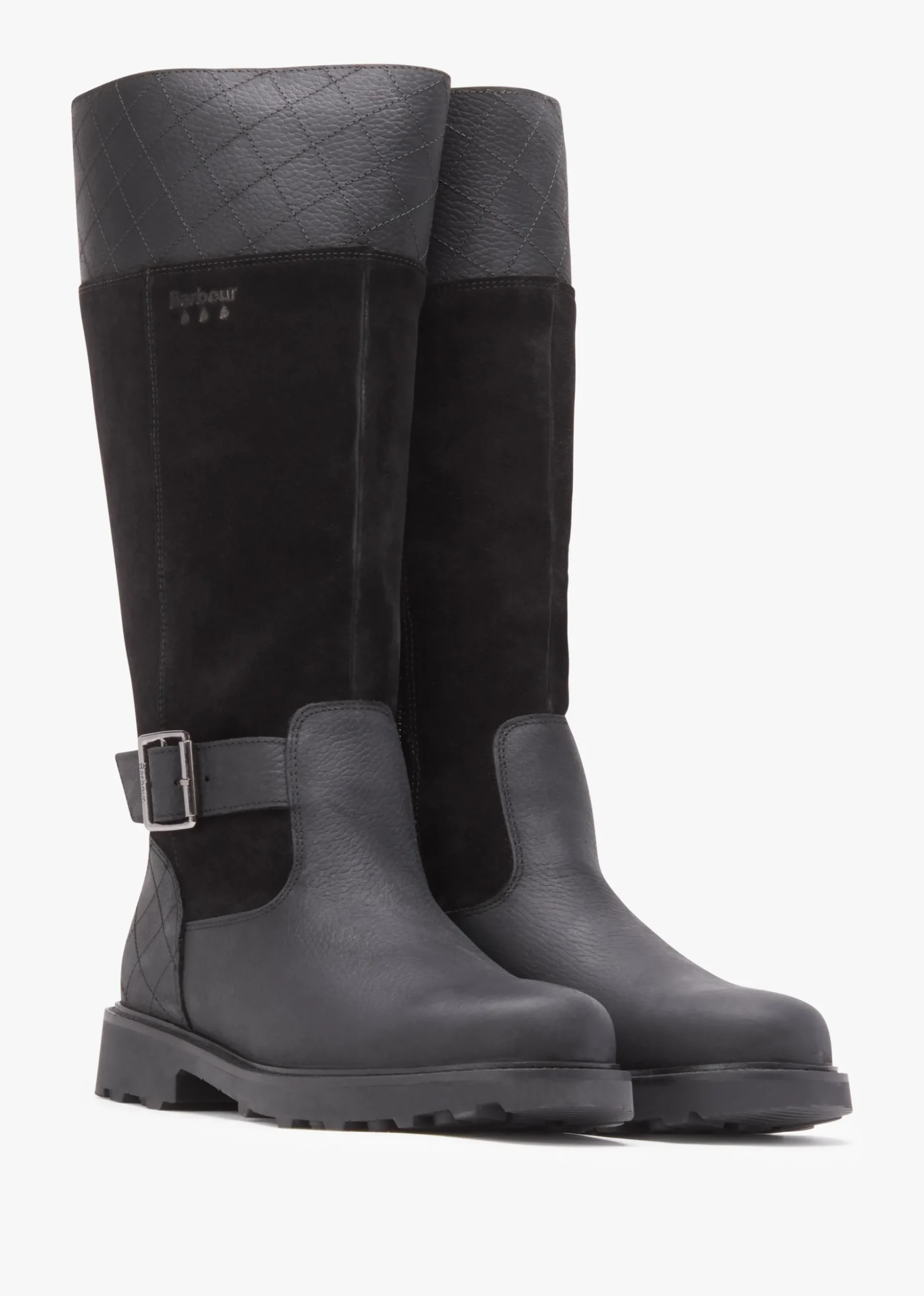 Fareham Black Leather Knee High Boots