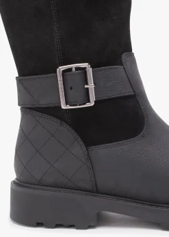 Fareham Black Leather Knee High Boots