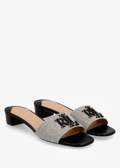 Fay Logo Black Low Heel Mules