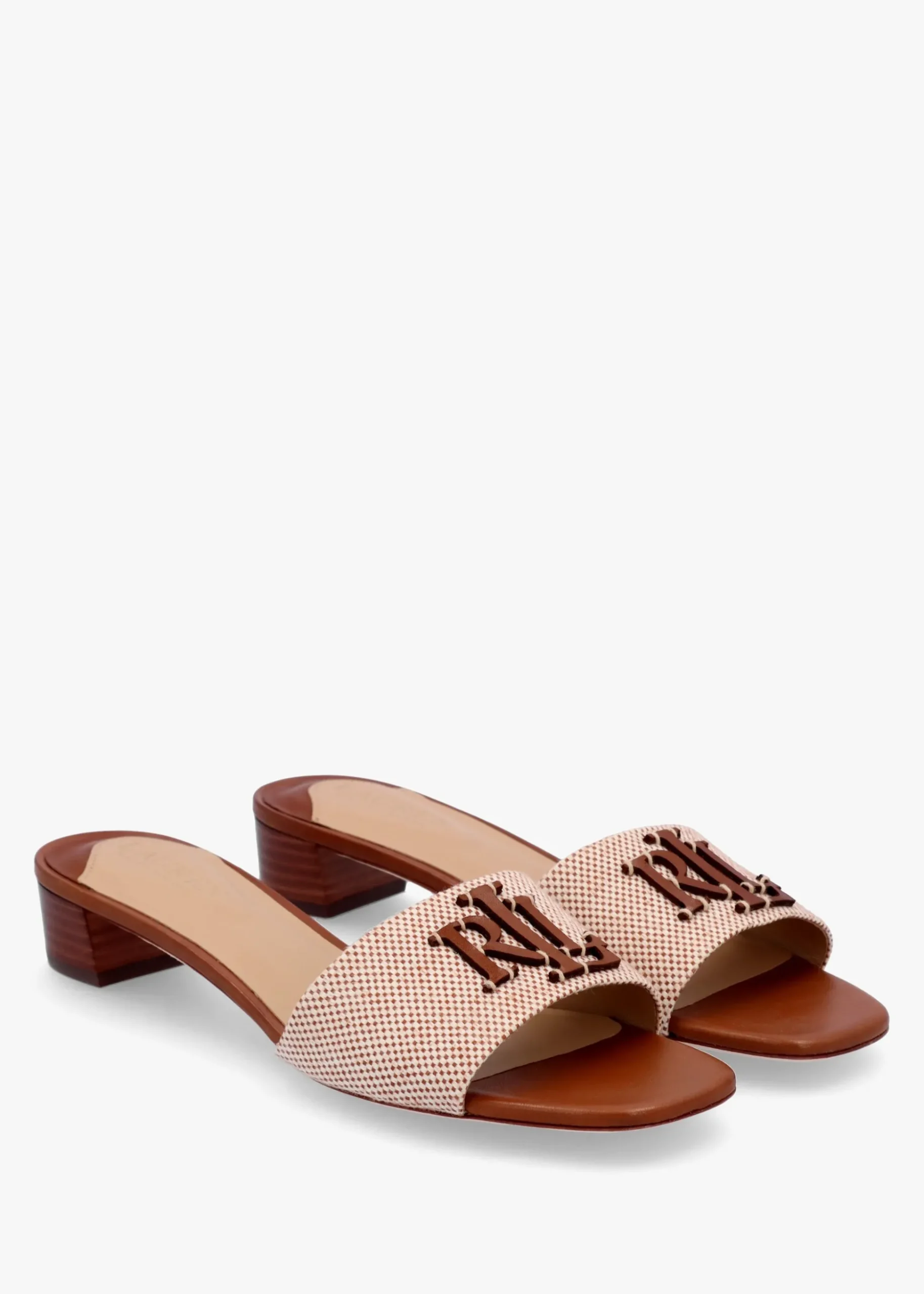 Fay Logo Resort Tan Low Heel Mules