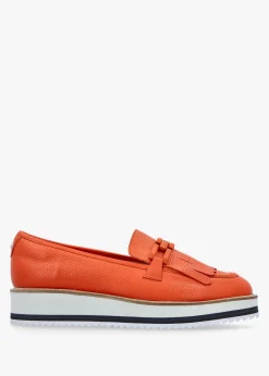 Fernnanda Orange Leather Loafers