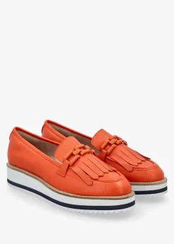 Fernnanda Orange Leather Loafers