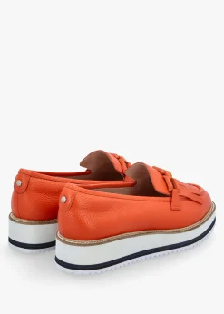 Fernnanda Orange Leather Loafers