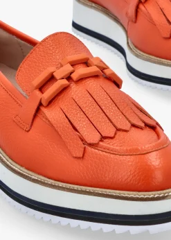 Fernnanda Orange Leather Loafers