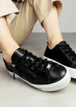 Filician Black Leather Side Zip Trainers