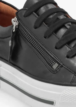 Filician Black Leather Side Zip Trainers
