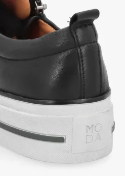 Filician Black Leather Side Zip Trainers