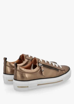 Filician Gold Leather Side Zip Trainers