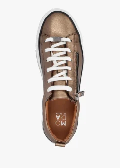Filician Gold Leather Side Zip Trainers