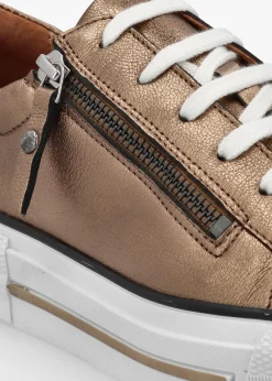 Filician Gold Leather Side Zip Trainers