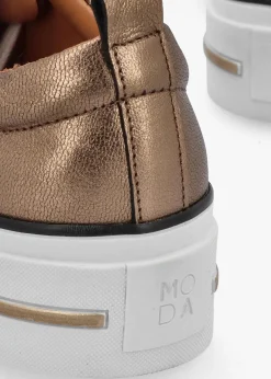 Filician Gold Leather Side Zip Trainers