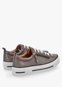 Filician Grey Leather Side Zip Trainers