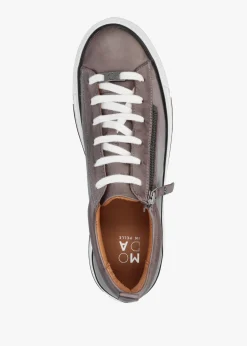 Filician Grey Leather Side Zip Trainers