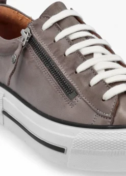 Filician Grey Leather Side Zip Trainers