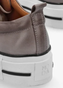 Filician Grey Leather Side Zip Trainers