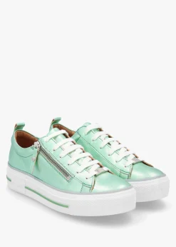 Filician Mint Metallic Leather Side Zip Trainers