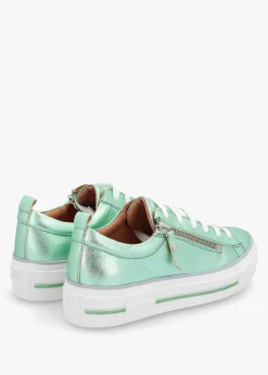 Filician Mint Metallic Leather Side Zip Trainers