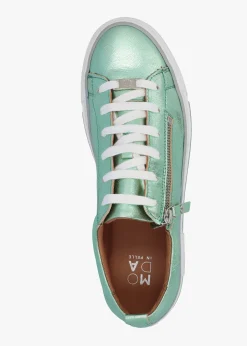 Filician Mint Metallic Leather Side Zip Trainers