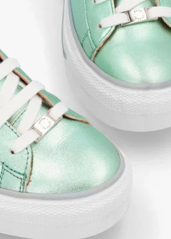 Filician Mint Metallic Leather Side Zip Trainers