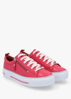 Filician Raspberry Leather Side Zip Trainers