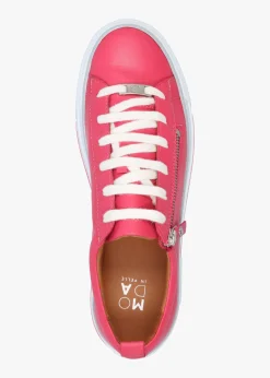Filician Raspberry Leather Side Zip Trainers