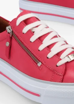 Filician Raspberry Leather Side Zip Trainers