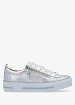 Filician Silver Metallic Leather Side Zip Trainers