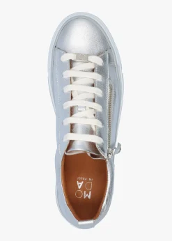 Filician Silver Metallic Leather Side Zip Trainers