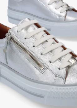 Filician Silver Metallic Leather Side Zip Trainers