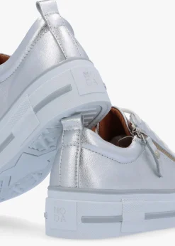 Filician Silver Metallic Leather Side Zip Trainers