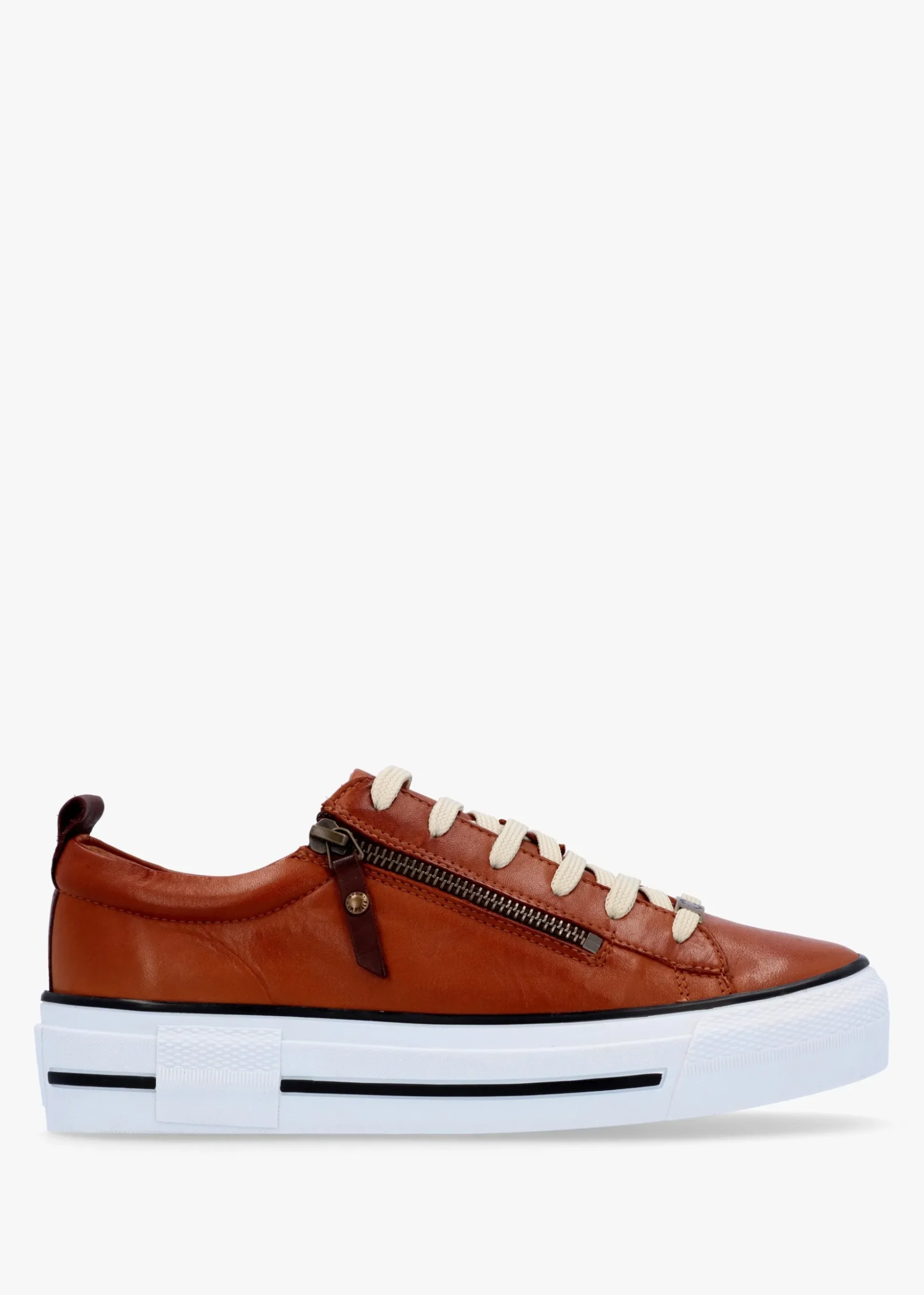 Filician Tan Leather Side Zip Trainers