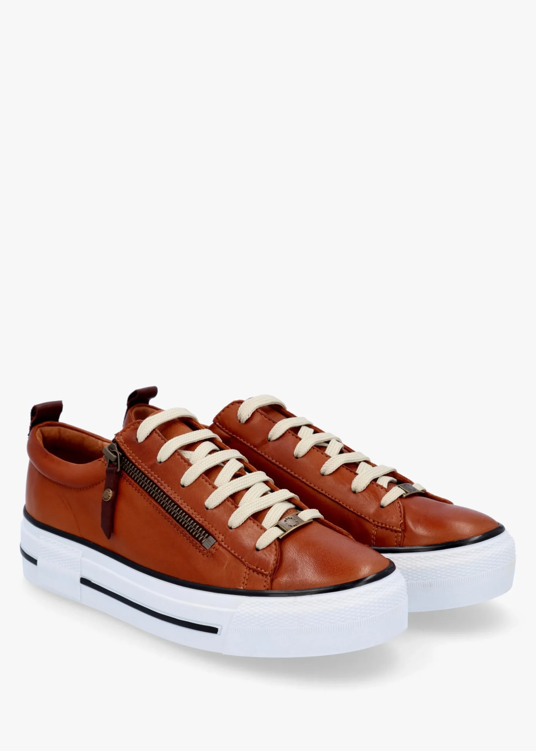 Filician Tan Leather Side Zip Trainers
