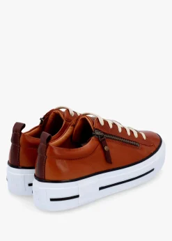 Filician Tan Leather Side Zip Trainers