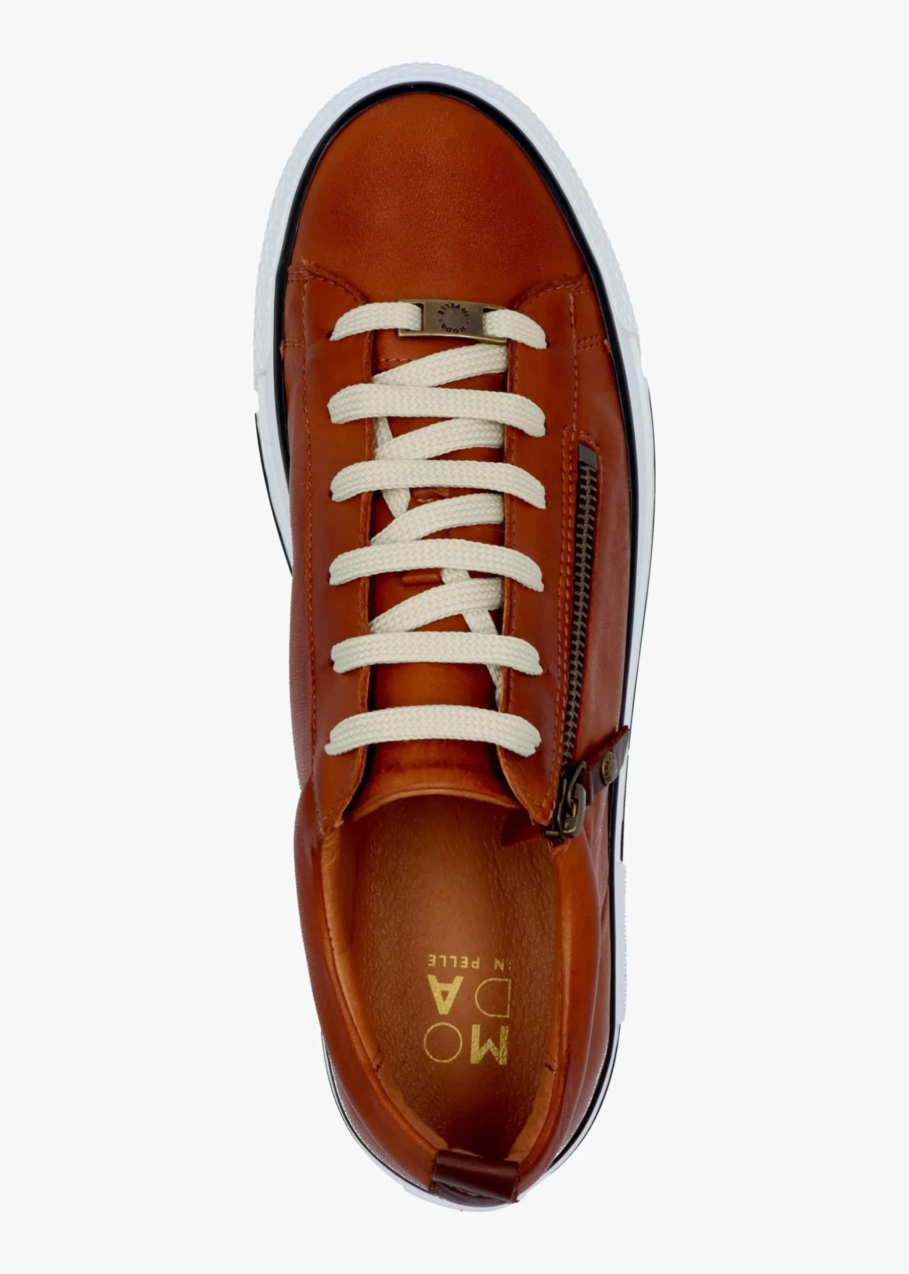 Filician Tan Leather Side Zip Trainers