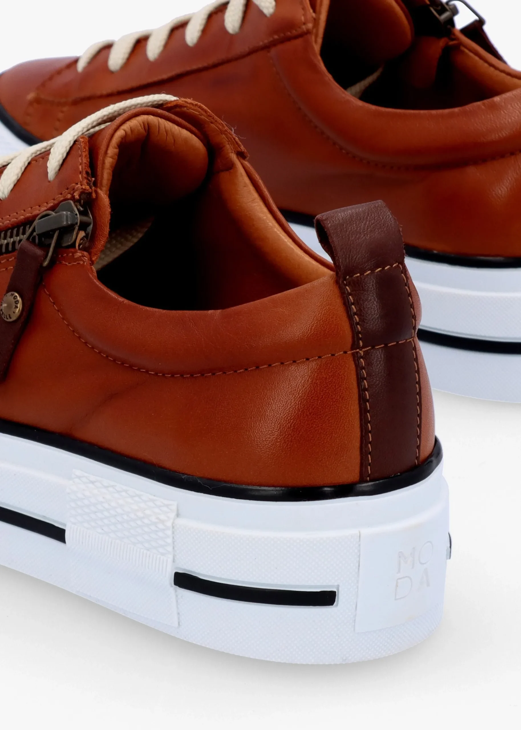 Filician Tan Leather Side Zip Trainers