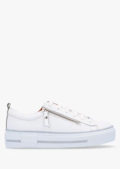 Filician White Leather Side Zip Trainers