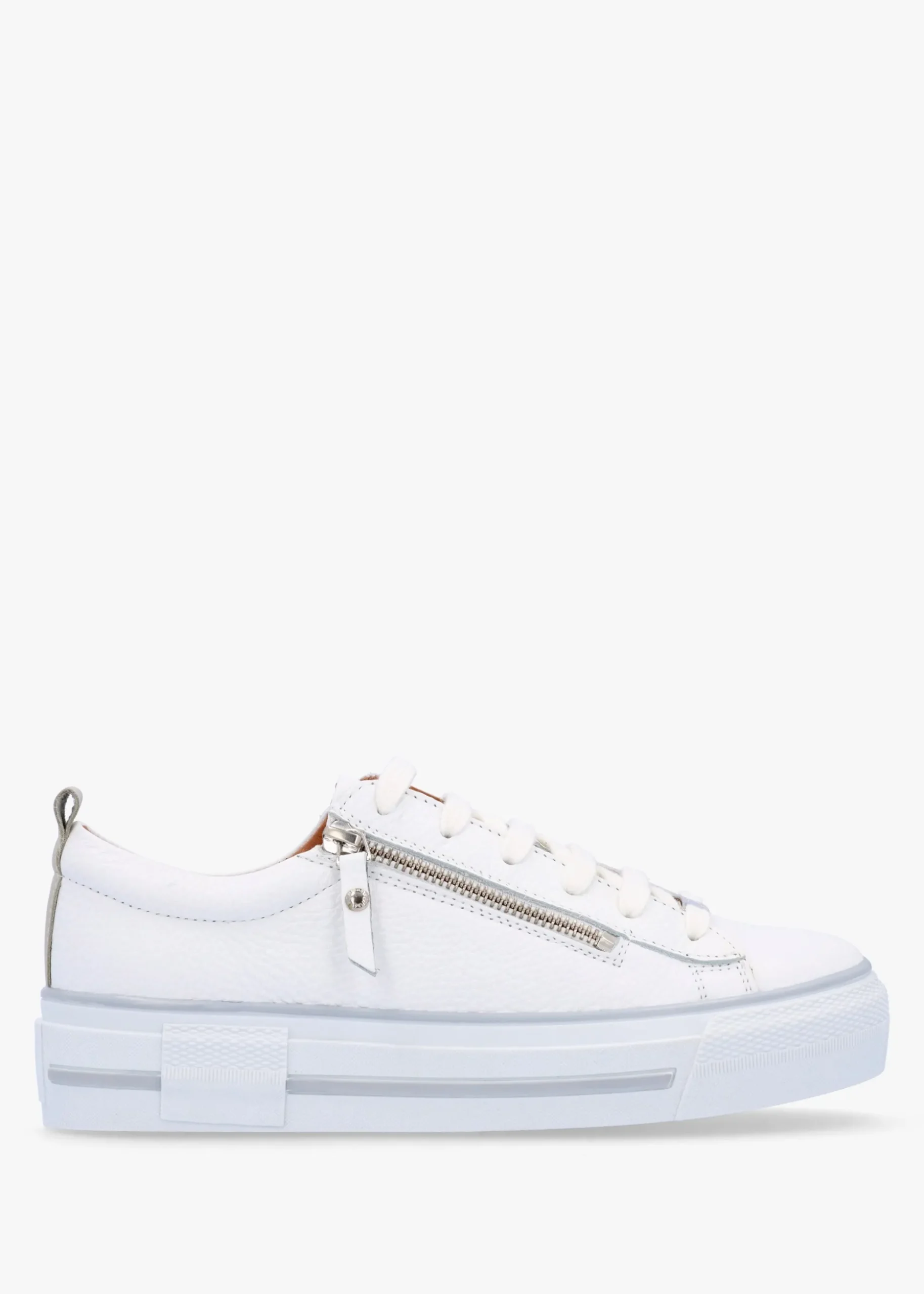 Filician White Leather Side Zip Trainers