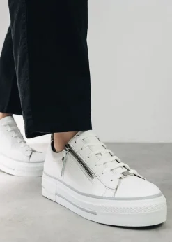Filician White Leather Side Zip Trainers