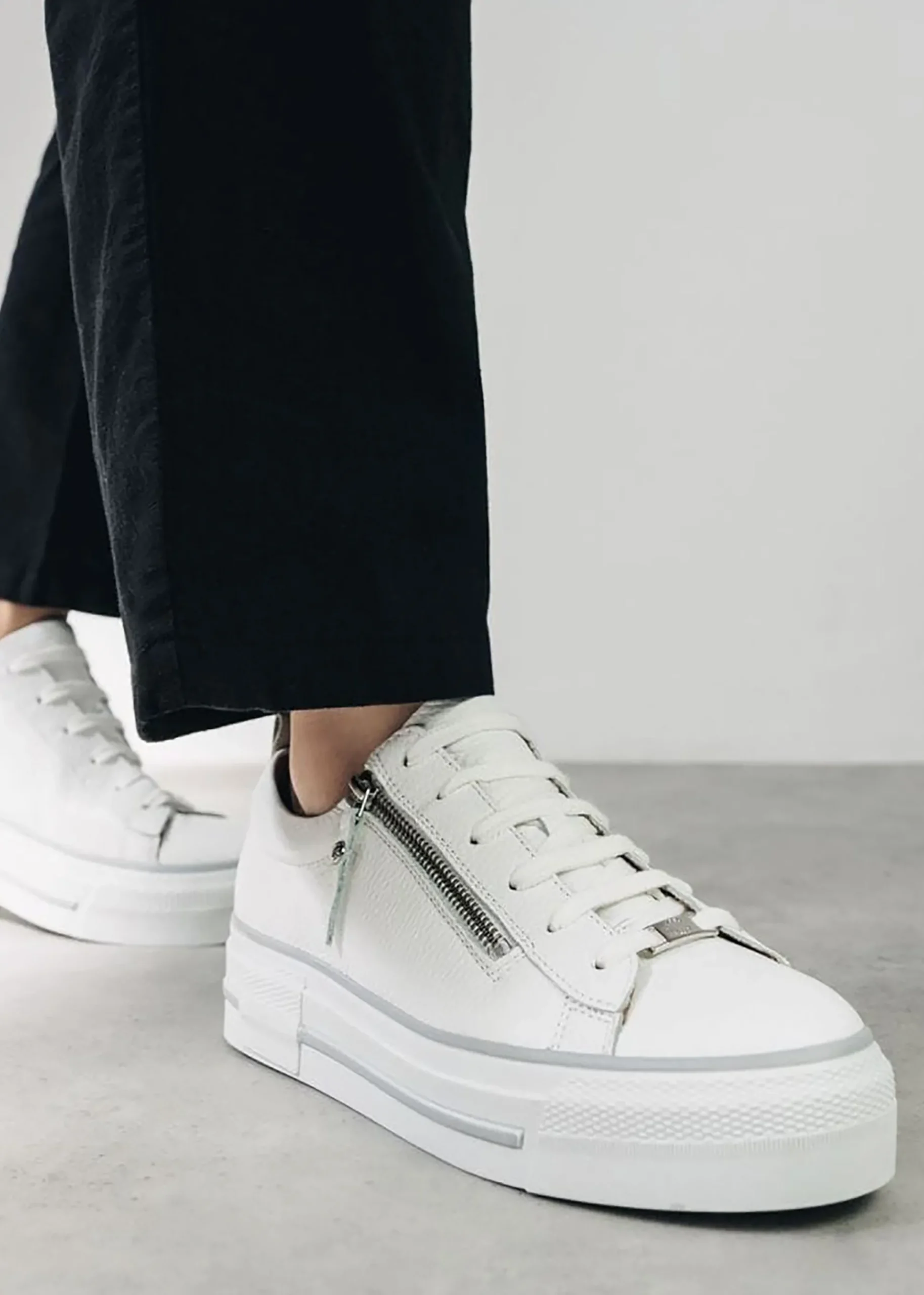 Filician White Leather Side Zip Trainers