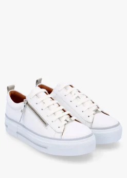 Filician White Leather Side Zip Trainers