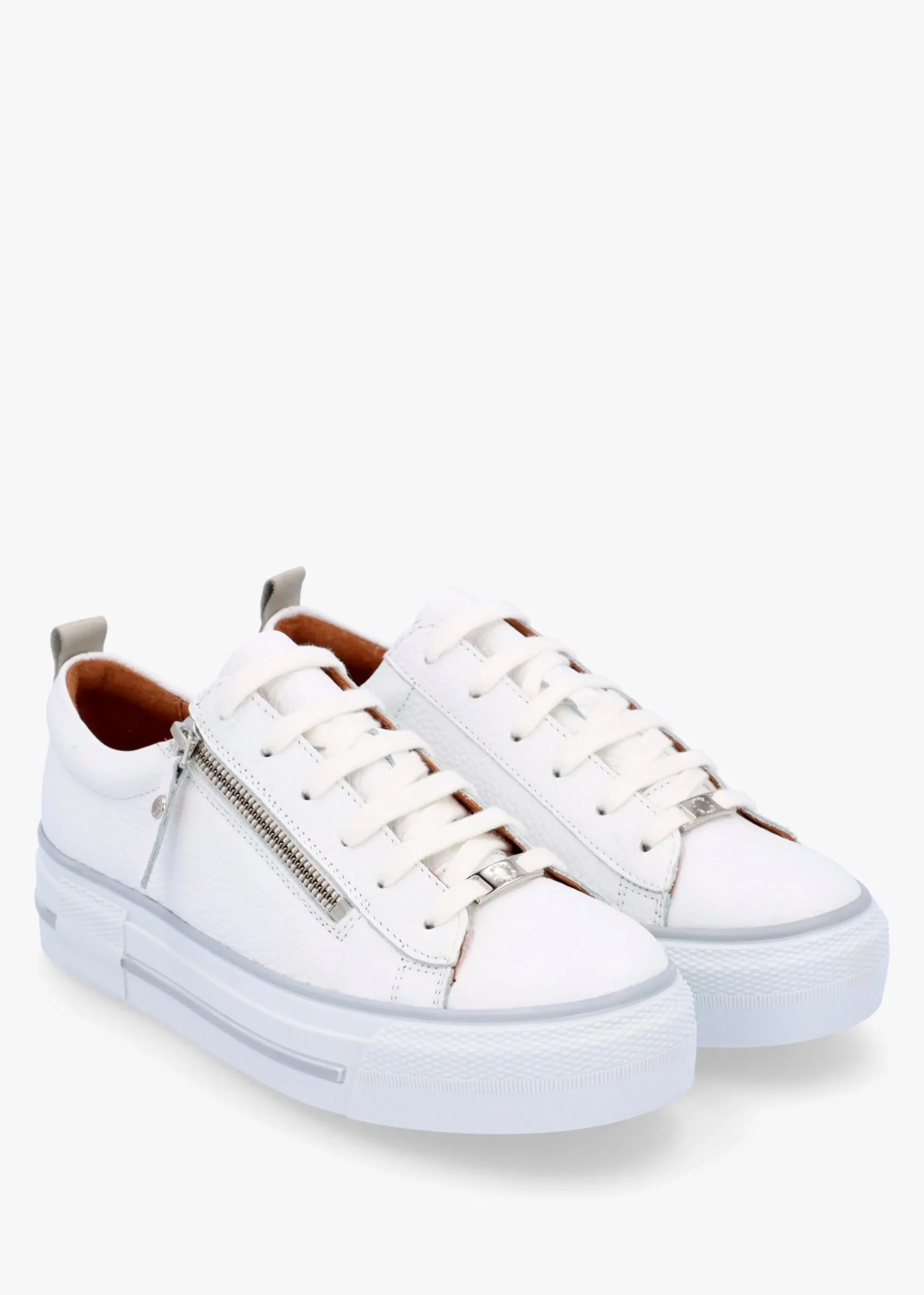 Filician White Leather Side Zip Trainers
