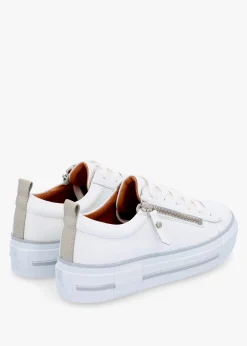 Filician White Leather Side Zip Trainers