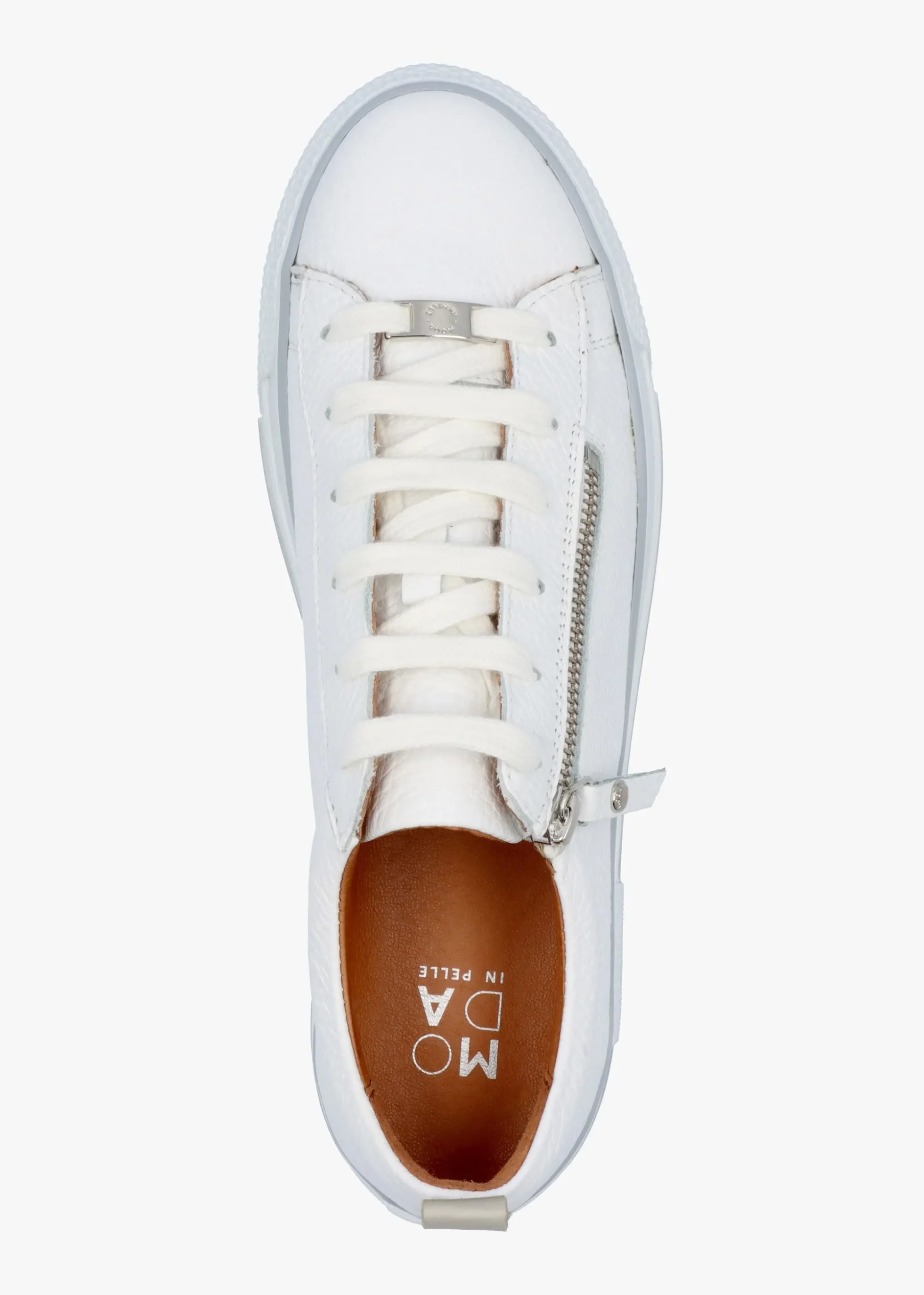 Filician White Leather Side Zip Trainers